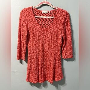 Habitat Textured Coral And Black Tunic Women’s‎ Size XS
